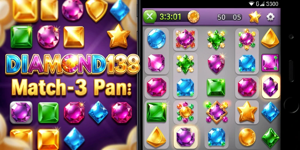 Tampilan gameplay menarik dari DIAMOND138 dengan berlian berwarna-warni.