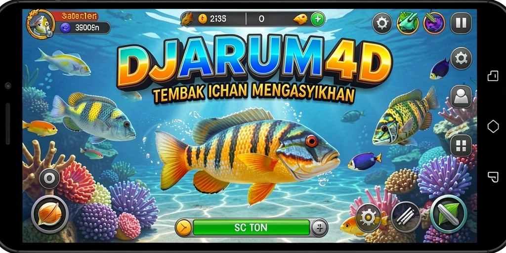 Tampilan gameplay DJARUM4D yang menampilkan aksi menembak ikan.