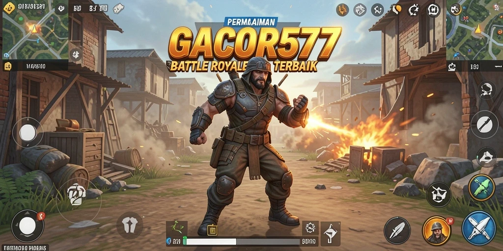 Screenshot GACOR577 menampilkan aksi gameplay Battle Royale yang mendebarkan.