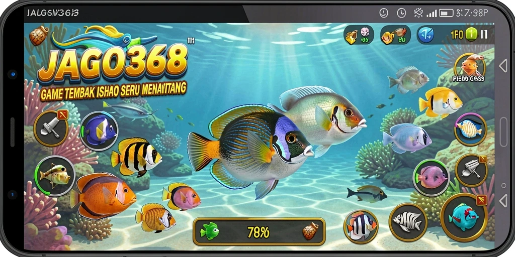 Tampilan gameplay menarik dari JAGO368 dengan aksi menembak ikan.