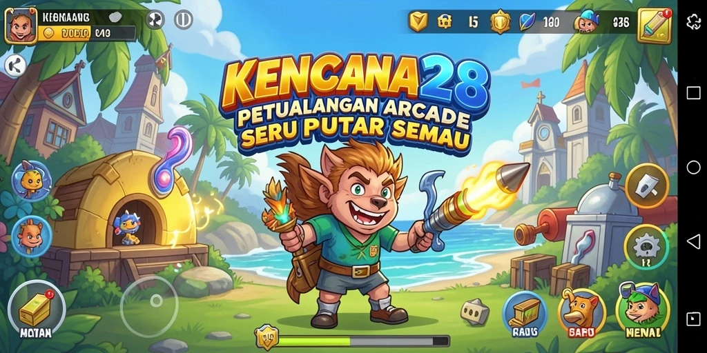Tangkapan layar gameplay KENCANA28 yang penuh aksi dan keseruan.