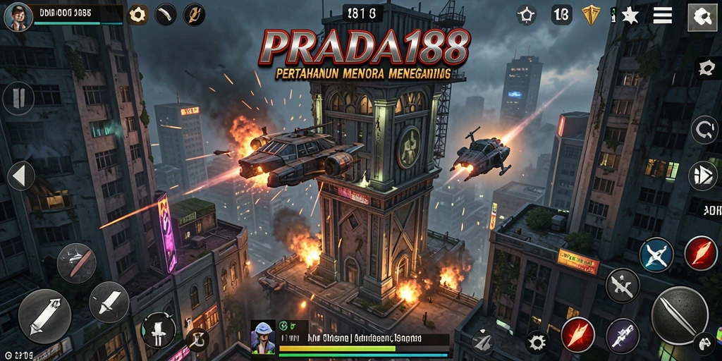Tangkapan layar menampilkan aksi menara pertahanan yang seru di PRADA188.