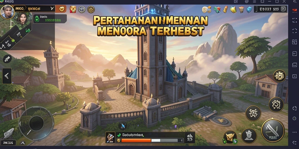 Tampilan gameplay RKGG yang menegangkan dalam pertahanan menara.