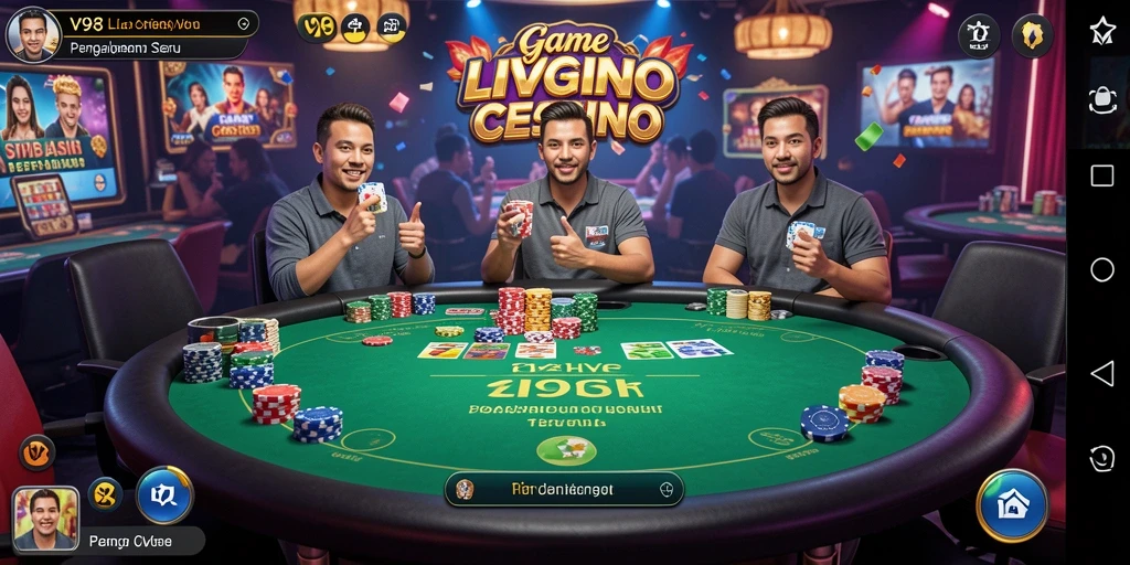 Tampilan menawan dari gameplay Live Casino V98 yang mendebarkan.