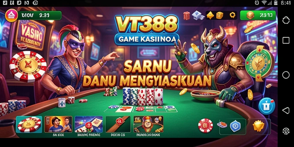 Screenshot utama VT38 menampilkan gameplay Kasino yang menarik.